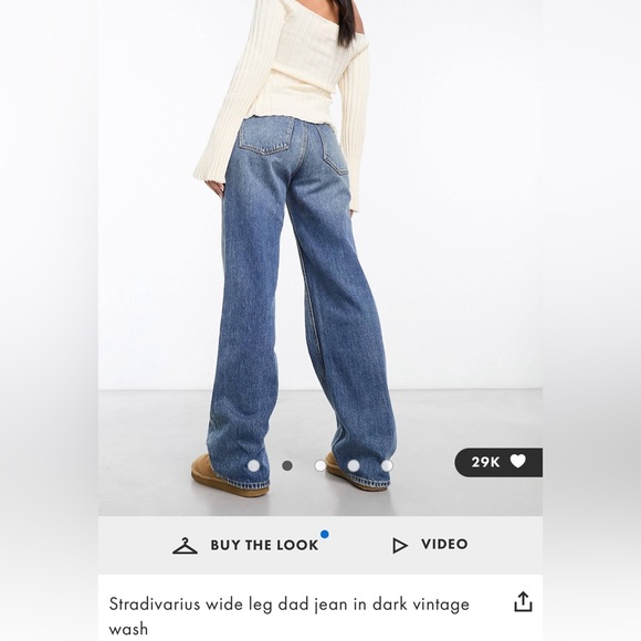 NWT Stradivarius wide leg dad jean in dark vintage wash - Picture 2 of 3